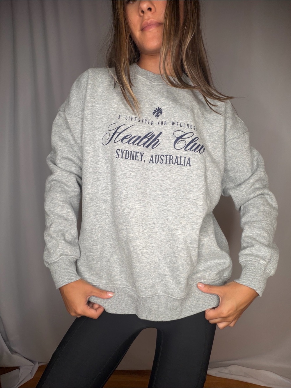 Health Club Sydney Australia Gray Crew Sweatshirt